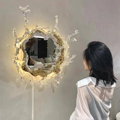 China Creative Modern Modern Resin Wall Light For Bathroom Bedroom Fancy Designer Home Mounted Decorative Resin Mirror Wall Sonce Lamp for sale