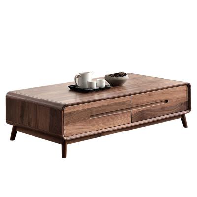 China Competitive Price Black Walnut Mix TV Cabinet Set North American Tea Table for sale