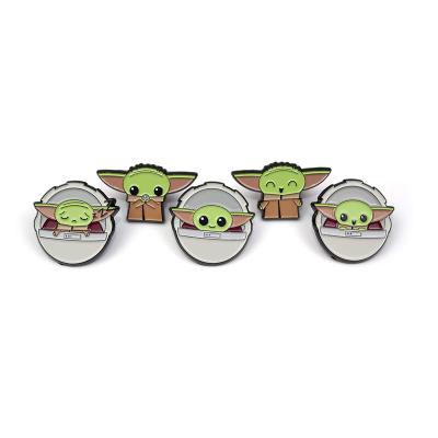 China Europe wholesale star zinc alloy metal charms cute Anime enamel badge lapel baby yoda soft pins for sale