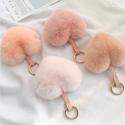 China Eco-Friendly Custom Puffball Faux Fur Ball Wholesales Colorful Pompom Cute Rabbit Other Puff Ball Pink Pom Pom Keychains /key chains for sale