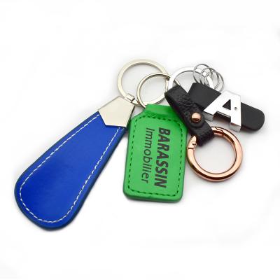 China Hot Selling Eco-friendly Key Ring Metal Soft Pvc Tag Eco-friendly Manufacturing Letter Charms Leather Circle Key Chain for sale