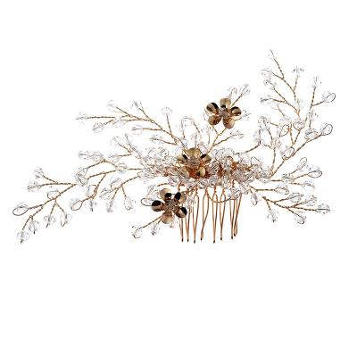 China Sweet Hot Selling Bridal Hairpin Hair Brush Hair Accessories Pearl Handmade Crystal Bridal Crystal Flowers Headpiece for sale