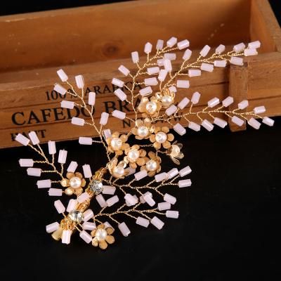 China Foreign Trade Sweet Hot Selling Crystal Beaded Flower Bridal Headdress Hair Accessories Hairpin Wedding Dress Accessories for sale