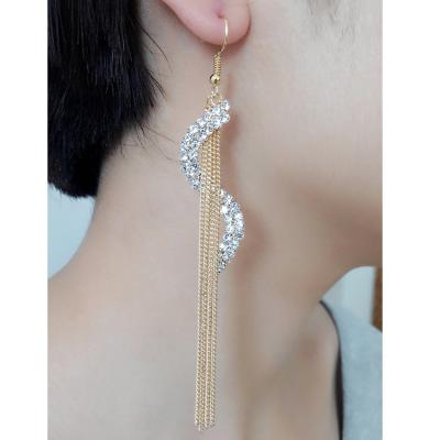 China Women's CLASSIC Long Ear Thread Chain Jewelry Tassel Earrings Silver Plated Tassel Earrings for sale