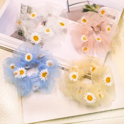 China 2020 New Design Soft Gauze Girl Candy Color Mesh Yarn Translucent Yarn Elastic Hair Band for sale