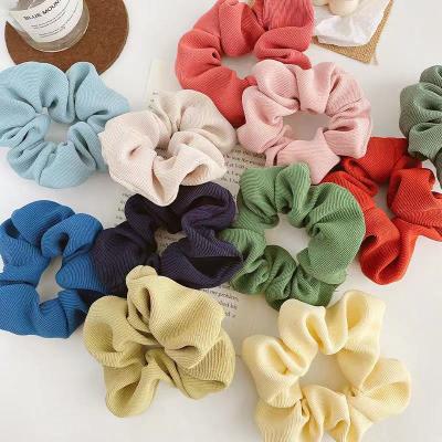 China Wholesale Popular Multicolor Cute French Hair Scrunchies Cotton Allmatch Elastic Hair Bands Ponytail Holder For Girls for sale