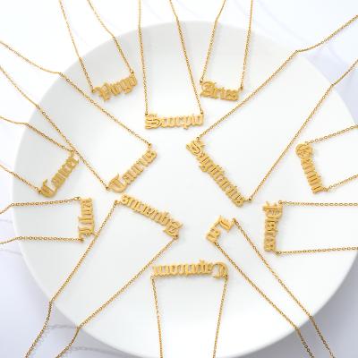 China Gold Letter Zodiac Sign Necklace Stainless Steel Friendly Women Astrology Jewelry 12 Constellation Zodiac Letter Necklace for sale