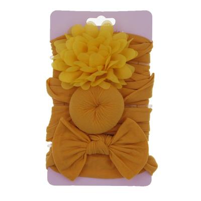 China Yiwu baby stretch top nylon headwear decoration headband three-piece set for sale