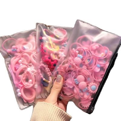 China Sweet 40 PCS Kids Cartoon Hair Bands For Girl Lovely Flower Candy Elastic Hair Scrunchies Hair Bands Kids Hair Accessories for sale