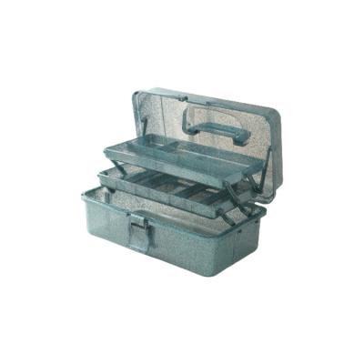 China Sustainable Portable factory low price Large Capacity Three-Layer Multi-function art supplies Foldable plastic storage box with handle for sale