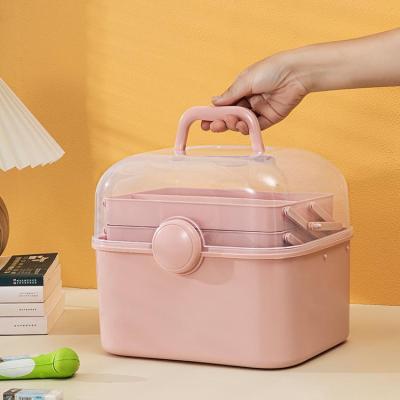 China Modern Plastic Storage Organizing Box With Handle For Medicine Art Supply Makeup Nail Hair Accessories for sale