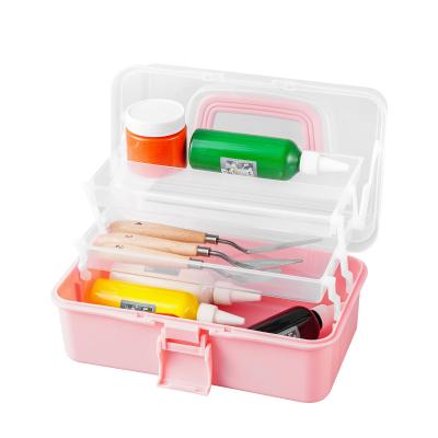 China Sustainable Nail Art 3 layer multi-layer large capacity portable stationery material plastic box storage for sale