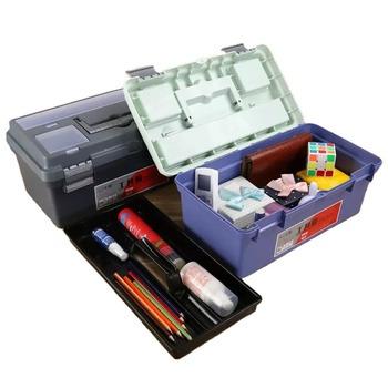 China Sustainable Wholesale factory low price Double layers plastic tool box manicure tool case  tool storage box for sale