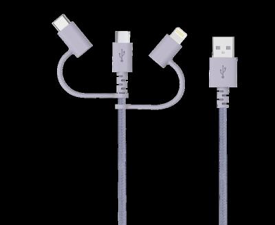 China 9V 3 In 1 Usb Charger PVC 2022New3In1 Multi Fast Charging Universal Fast Luminous Short Micro Retractable 3In1 Data Cable For Gifts Cable for sale