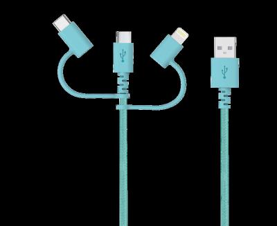 China Custom Logo Light Up Fast Charging 3 In 1 Luminous 3-In-1 Charger Silicon 3In1 Flow Usb C Cables Set For Samsung Lighting for sale