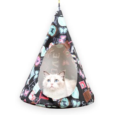 China Cat Bed Hideout Cave Pet Stored Hanging Bed Small Dog Cozy Bed Cat Hammock Tent Pets Cartoon Universal House Cage for sale