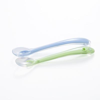 China BPA Free Silicone Self Feeding Early Stage Baby Training Feeding Spoons for sale