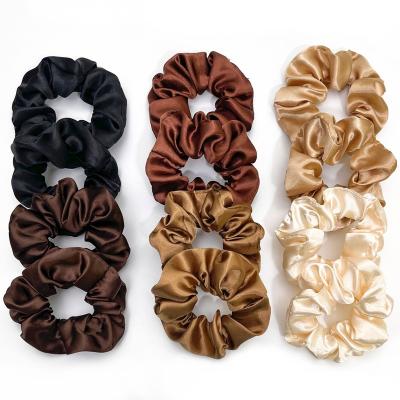 China Solid Color Satin KL Hair Scrunchies Elastic Hair Scrunchies Women Hair Bands Silk Stand Hair Scrunchies Ponytail Accessory for sale