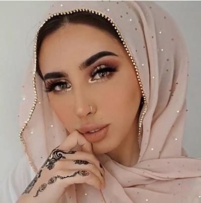 China High Quality Islamic Headband Women Chiffon Plain Hijabs Muslim Scarf Shawls With Diamond Heavy Chiffon Hijab Scarf for sale