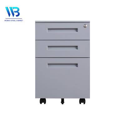 China Adjustable White Color A4 Folder Movable Cabinet 3(Height) Drawer With Lock With Wheels for sale