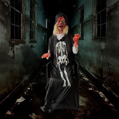 China Haunted Pneumatic House Halloween Zombie Props , Ghost Animatronic Electric Chair for sale