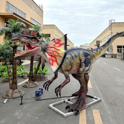 China Large Vivid Animatronic Dilophosaurus Dinosaur Model For Dino Park for sale