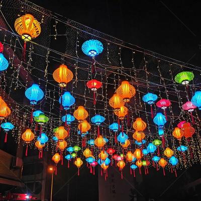 China Large Outdoor Silk Chinese Lantern Colorful For City Decoration for sale