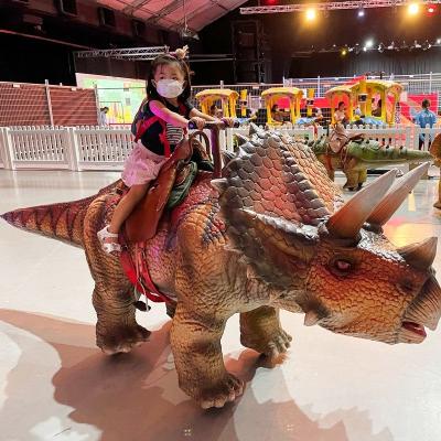 China Custom Electric Walking Dinosaur Ride Animatronic Triceratops Dinosaurs For Children for sale