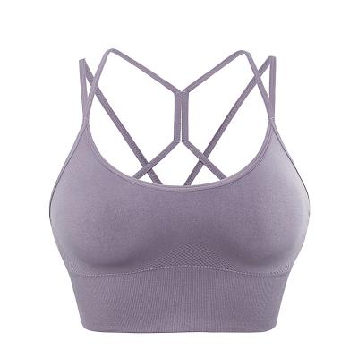 China Breathable Custom Women Sports Plus Size Slim Back Crossed Straps Shockproof Yoga Fitness Bra Girl Ladies for sale