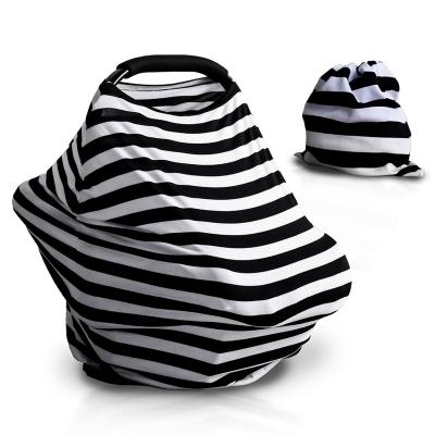 China Breathable Custom Yarn-Dyed Black And White Stripe Nursing Blanket Nursing Scarf For New Mom for sale