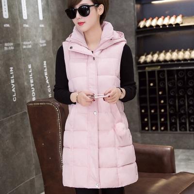 China Windproof Custom Design Plus Size Tank Top Long Length Sleeveless Padded Vest Women Cotton Loose Medium Size Hooded Coat for sale