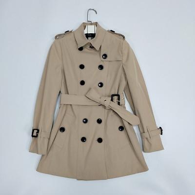 China Windproof Custom Design Cotton Wind Jacket Collar Waistband Waist Anorak Cross Tailored Medium Long Ditch Coat Women for sale