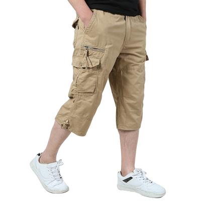 China Anti-Wrinkle Men's 100% Cotton Plus Size Mid Waist Zipper Straight Adjustable Buckles Pockets With Tags Cargo Shorts for sale