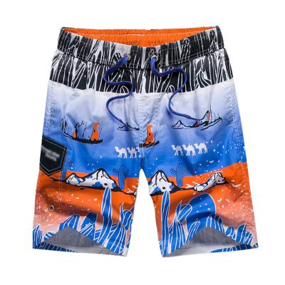 China Logo Printing Design Cotton Swim Beach Breathable Custom Hot Stamping Surfing Drawstring Mid Waist Summer Shorts Kids for sale