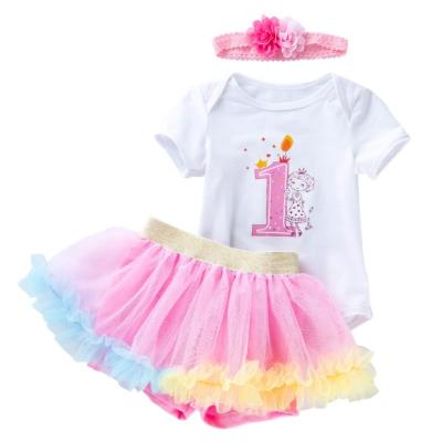 China Short Sleeve Birthday Outfit Babies Romper+Ruffle Tulle Skirt+Sequins Bow Headband+Leg Warmers Cake Smash Dress Clothes Set for sale