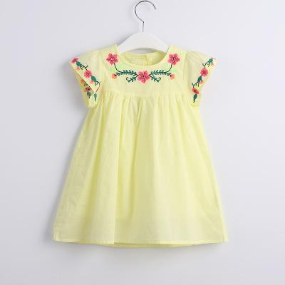 China Anti-wrinkle Custom Design Summer 3-8 Years Girls Princess Ballet Skirt Cotton Round Neck Shortsleeve Dresses For Kids for sale