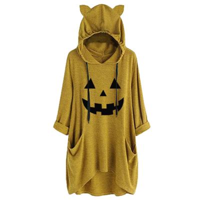 China Women's Long Cartoon Hoodies Simple Up-to-date Images Crew Neck Breathable Pullover for sale