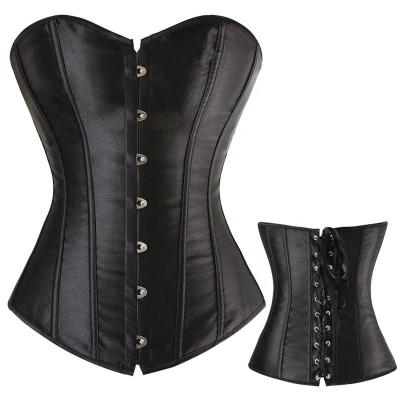 China Breathable Sexy Corsets And Bustiers Women Satin Bustier Boned Overbust Brocade Steampunk Corselet Gothic Fajas Shaper Waist Corsets Top for sale