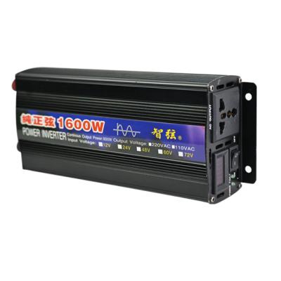 China Home Appliance 1600w 12V 24V DC To AC 110V Pure Sine Wave Solar Car Power Inverter for sale