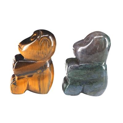 China Wholesale Monkey Free Crystal Agate Carving Animal Boxed Carving Pieces Gemstone for sale