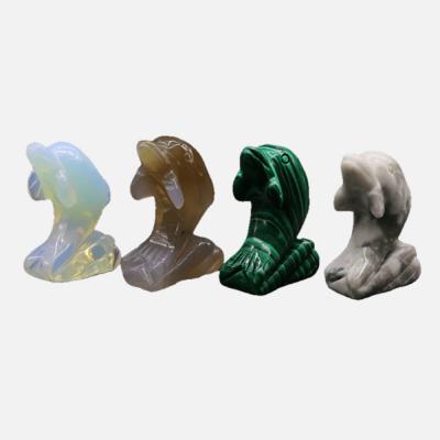 China Wholesale Crystal Agate Semi Precious Stone Dolphin Free Carving Pieces Boxed Crafts 2 Inch Animals for sale