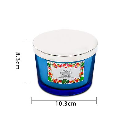 China Wholesale 14Oz-3 Wicks LOGO Customized Essential Oil Organic Soy Wax -8% Scented Candle In Big Glass Jar With Lid For Aromatheropy Home Decorate for sale