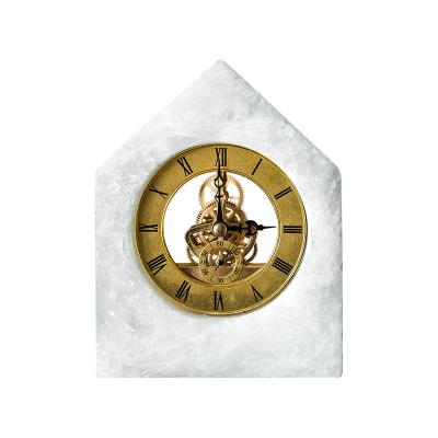 China Love Arthur customized selenite quartz table clock home wall decoration pentagonal natural selenite clock for sale