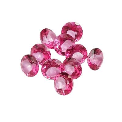 China Hot Sale High Quality Love Pink Topaz Round Ring Face Jewelry 3A Coated Loose Stone Inlay With Stone Wholesale for sale