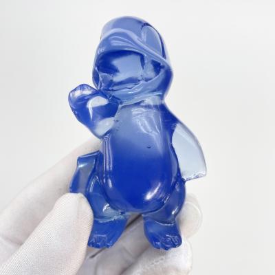 China China Wholesale High Quality Natural Hand Carved Animal Crystal Blue Healing Cartoon Charmander Protein Elf Stone Decoration Gifts for sale