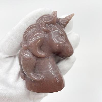 China China Wholesale High Quality Natural Hand Carved Figure Crystal Purple Healing Cartoon Unicorn Aventurine Elf Stone Decoration Gifts for sale