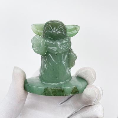 China China Wholesale High Quality Natural Hand Carved Cartoon Crystal Green Healing Animation Yudha Elf Stone Decoration Gifts for sale