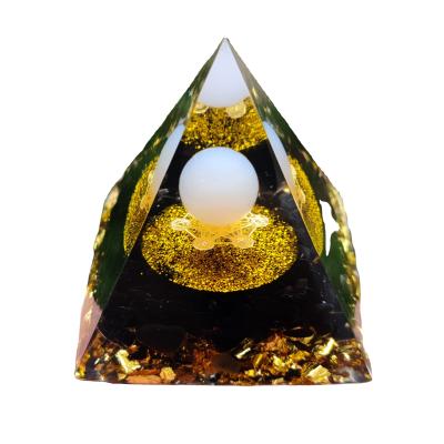 China Donghai hot selling chakras Ogan pyramid jewelry colored resin crystal orgone pyramid chakera crystal cube meditation healing gemstone for sale