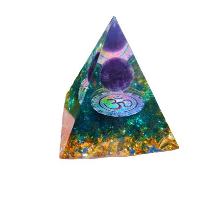 China Donghai Hot Sale Ogan Pyramid Ornaments Natural Crystal Ball Support Amethyst Tower Energy Ogan Gravel Private Order for sale