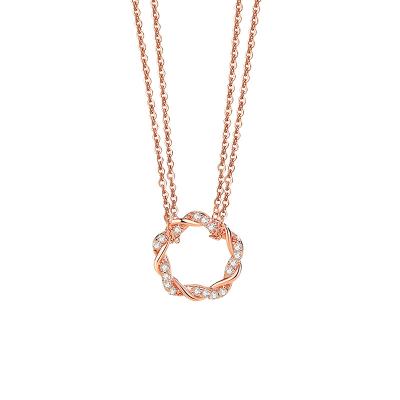 China Rose Gold Flower Necklace Sterling Silver Fashion Zircon Pendant Lucky Garland Necklace Women Cute for sale